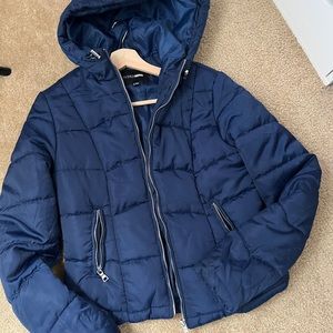 Blue puffer jacket
